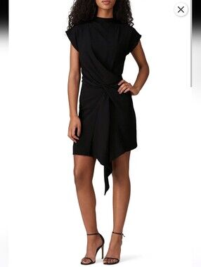 Nina Ricci Tasha Black Draped Mini Dress Size 36